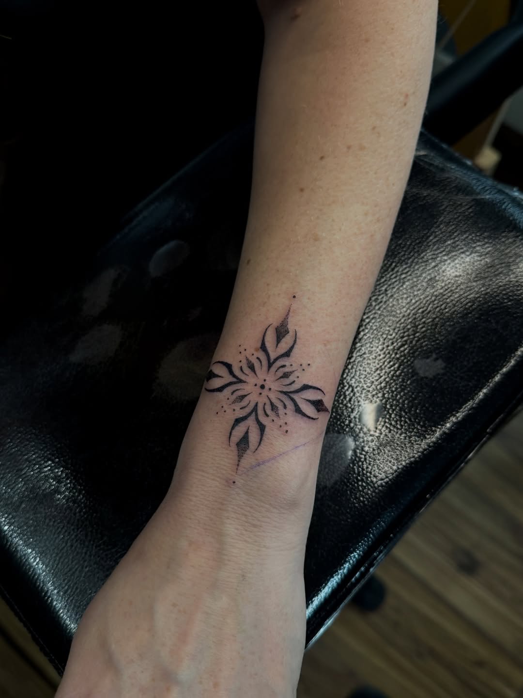 Tattoo by @porcelain_tats — dotwork, ornamental
