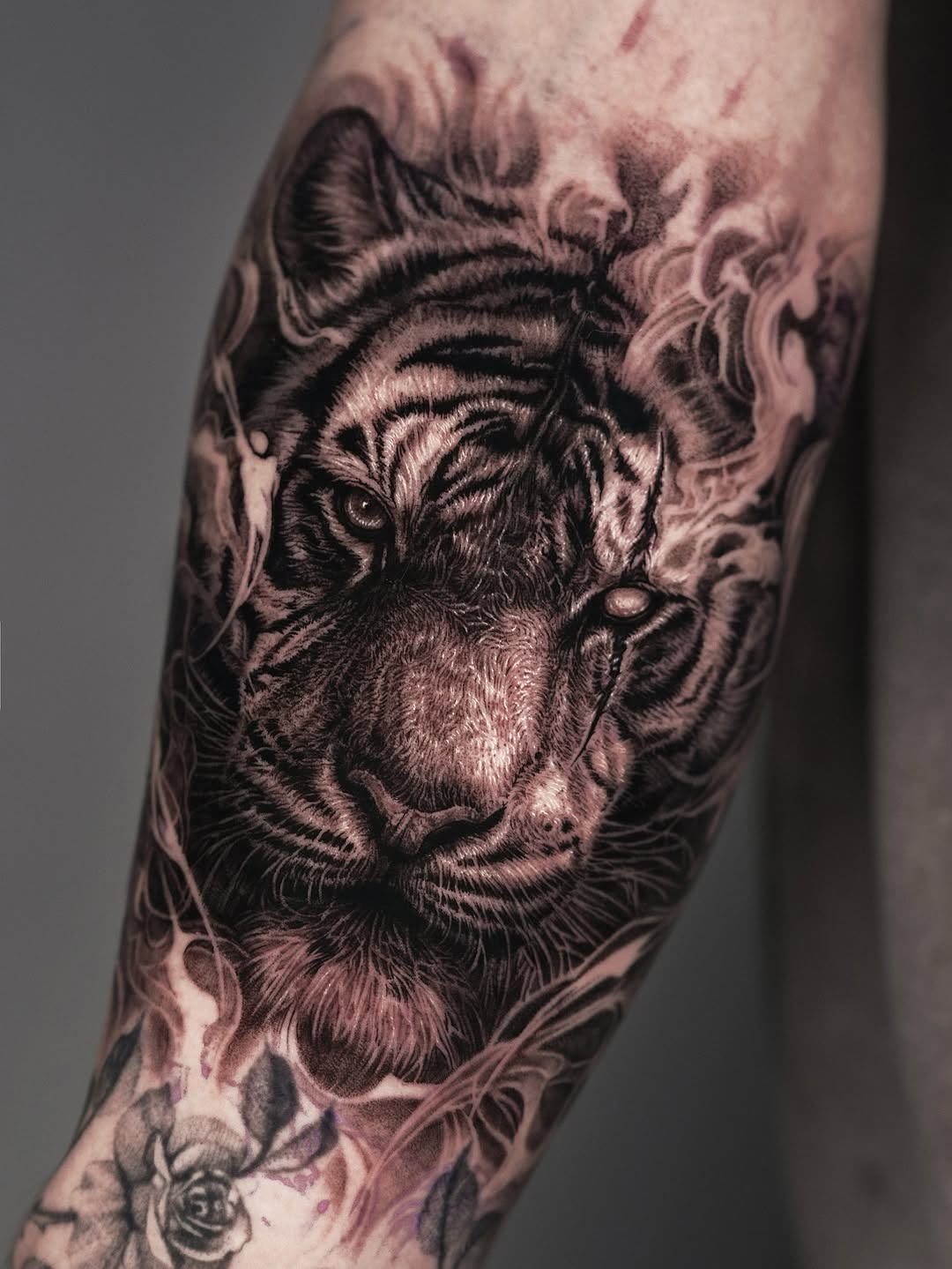 Tattoo by @sumok_tattoo β realism, black_and_grey
