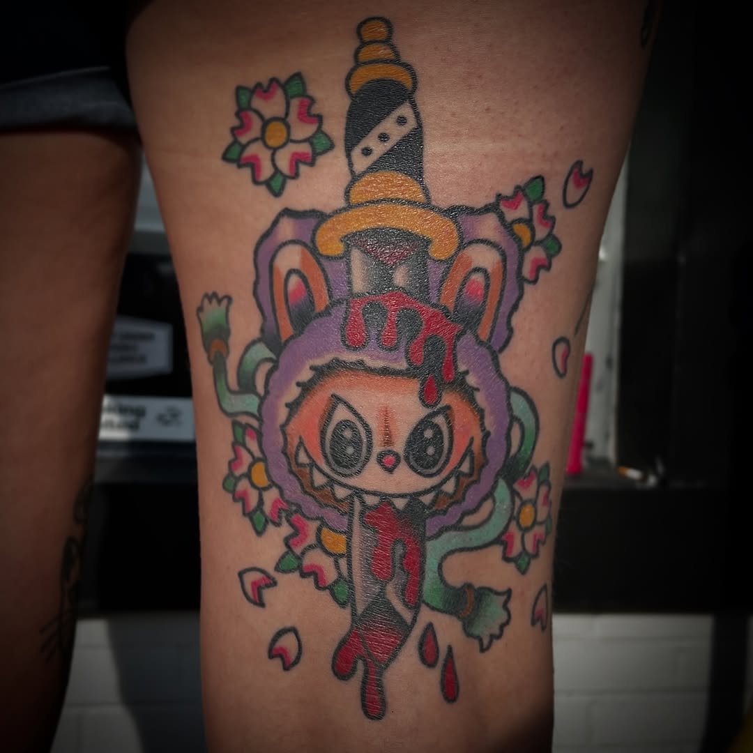 Tattoo by @andrew.ferst โ new_school, trash_polka