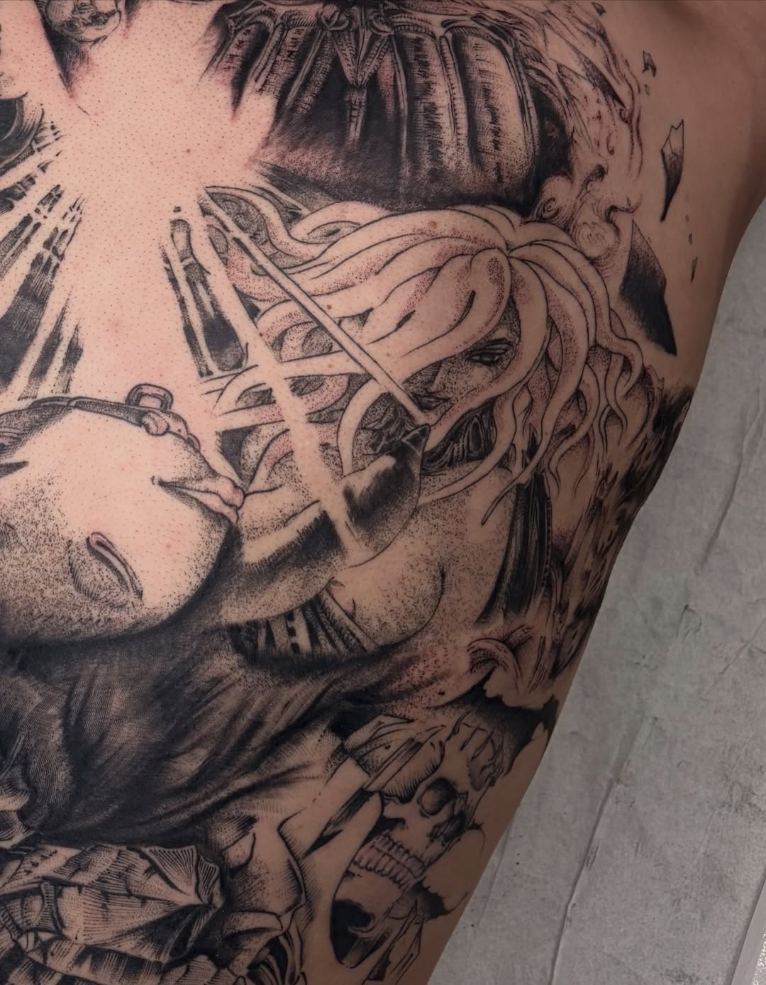 Tattoo by @neildoestattoos — realism, dotwork