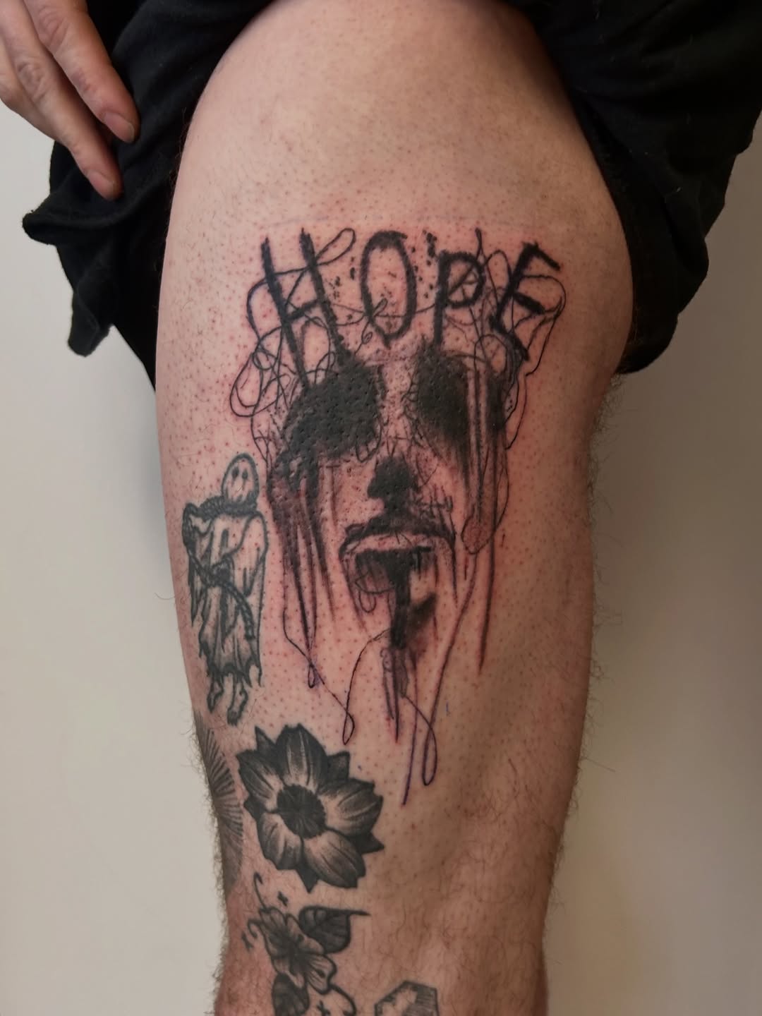 Tattoo by @melancholykory.tattoo — blackwork, lettering_script