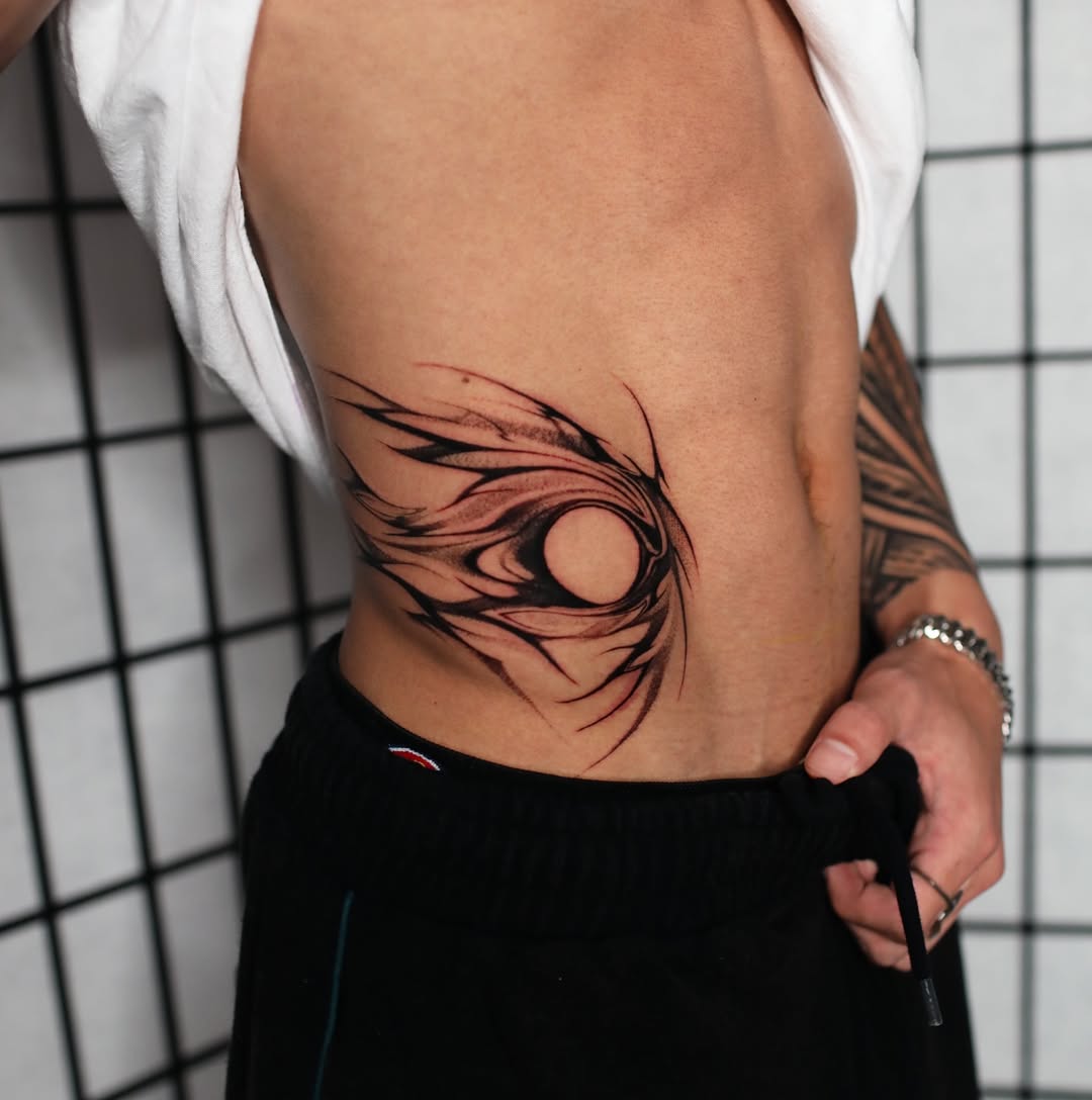 Tattoo by @strokin_dark — blackwork, abstract