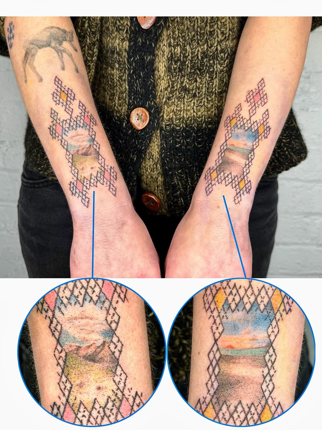 Tattoo by @makeout_sesh — geometric, illustrative