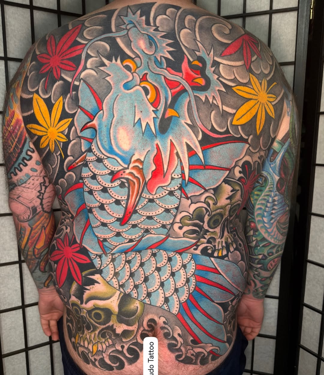 Tattoo by @dminus12 — japanese_irezumi, black_and_grey