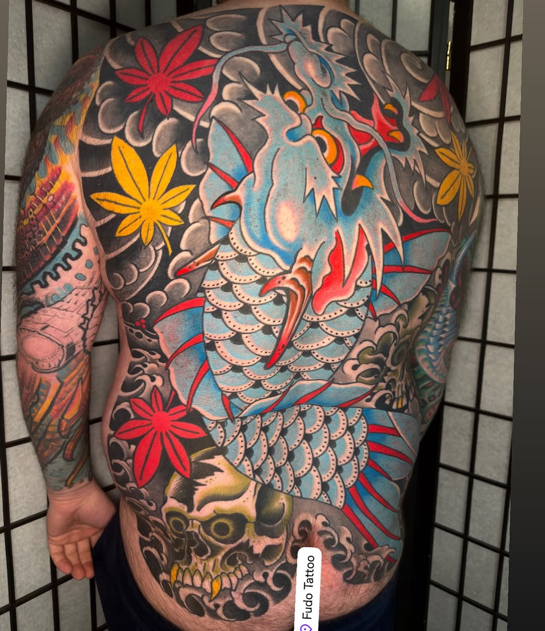 Tattoo by @dminus12 — japanese_irezumi, black_and_grey