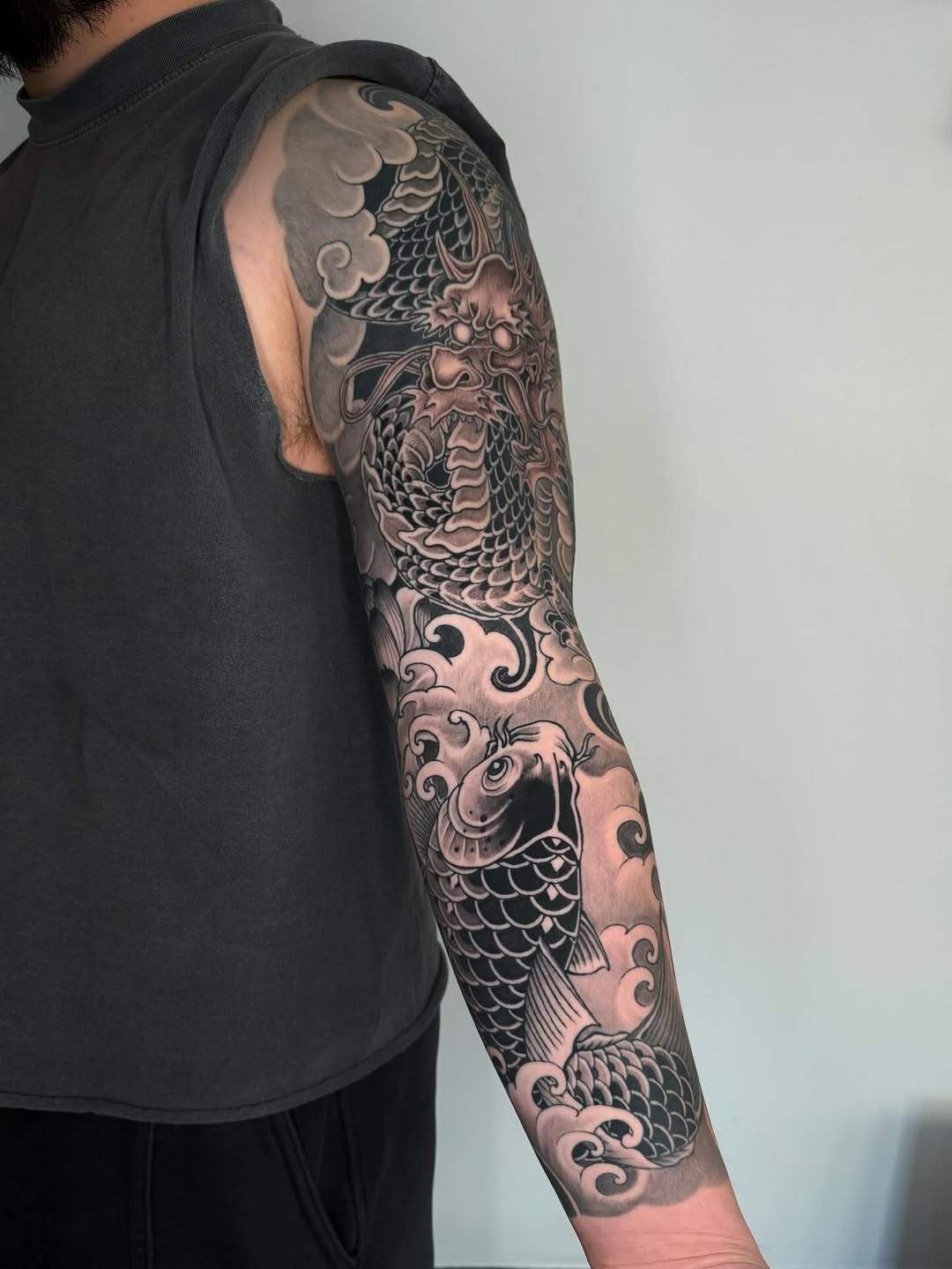 Tattoo by @horihan666 — japanese_irezumi, black_and_grey