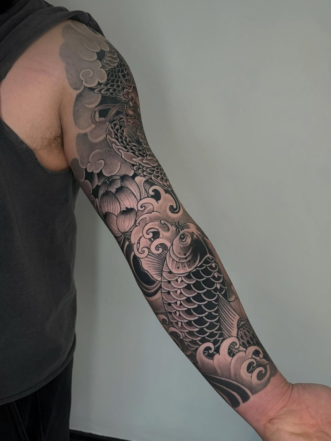 Tattoo by @horihan666 — japanese_irezumi, black_and_grey