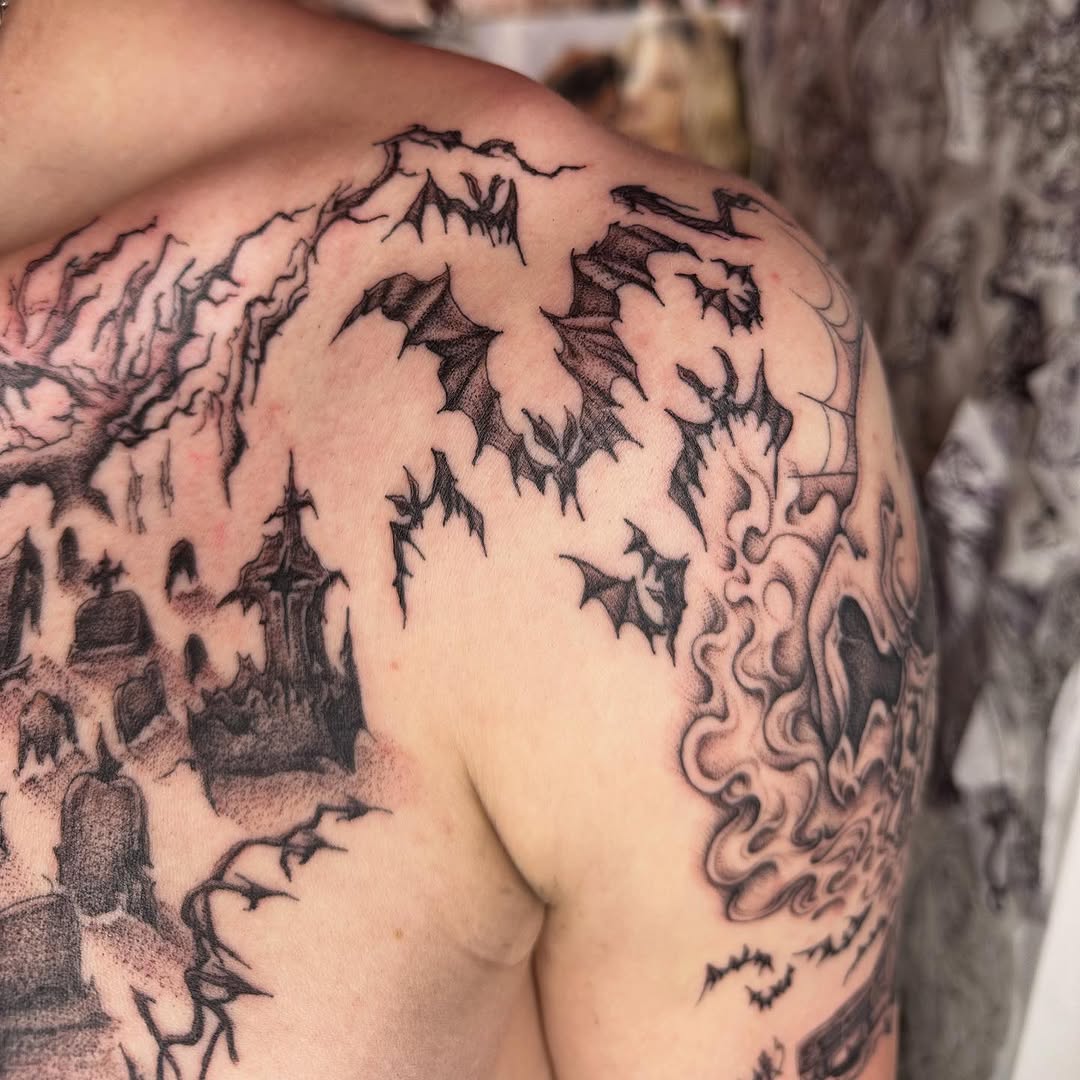 Tattoo by @madonna_the_slut — black_and_grey, dark_realism