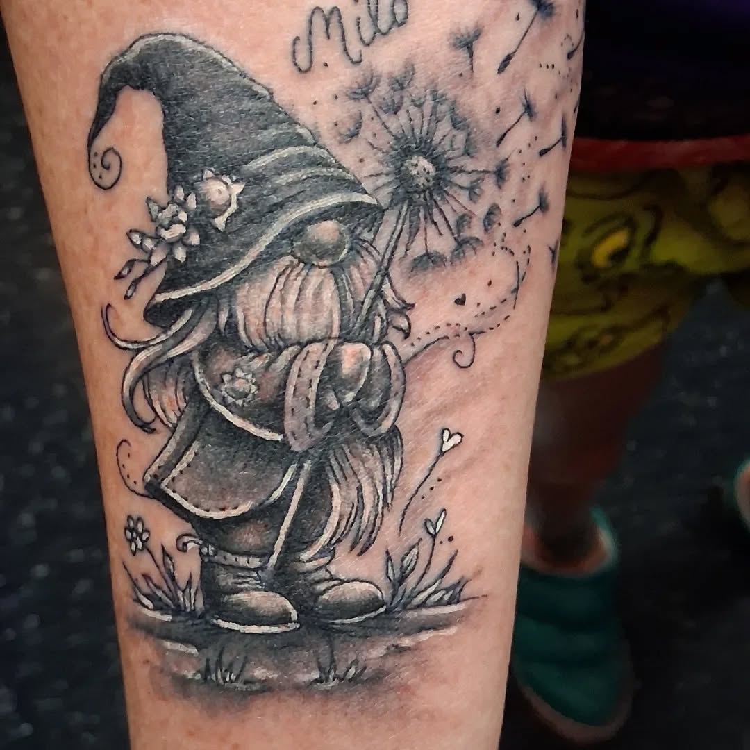 Tattoo by @tattoodaveatlivingcanvastattoo — illustrative, black_and_grey