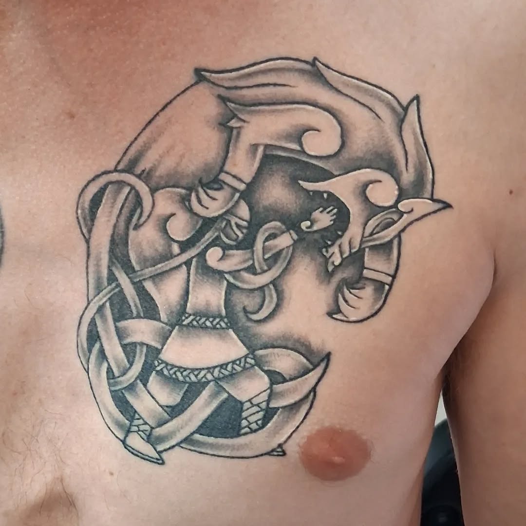 Tattoo by @tattoodaveatlivingcanvastattoo — black_and_grey