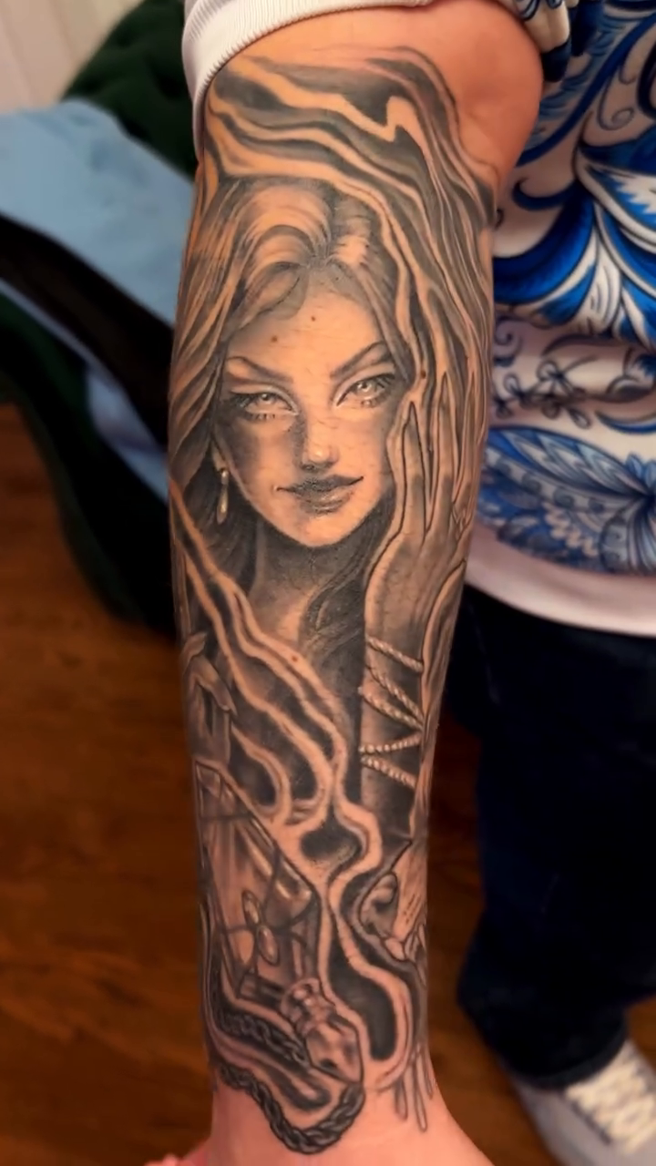 Tattoo by @langley_osborn — realism, black_and_grey