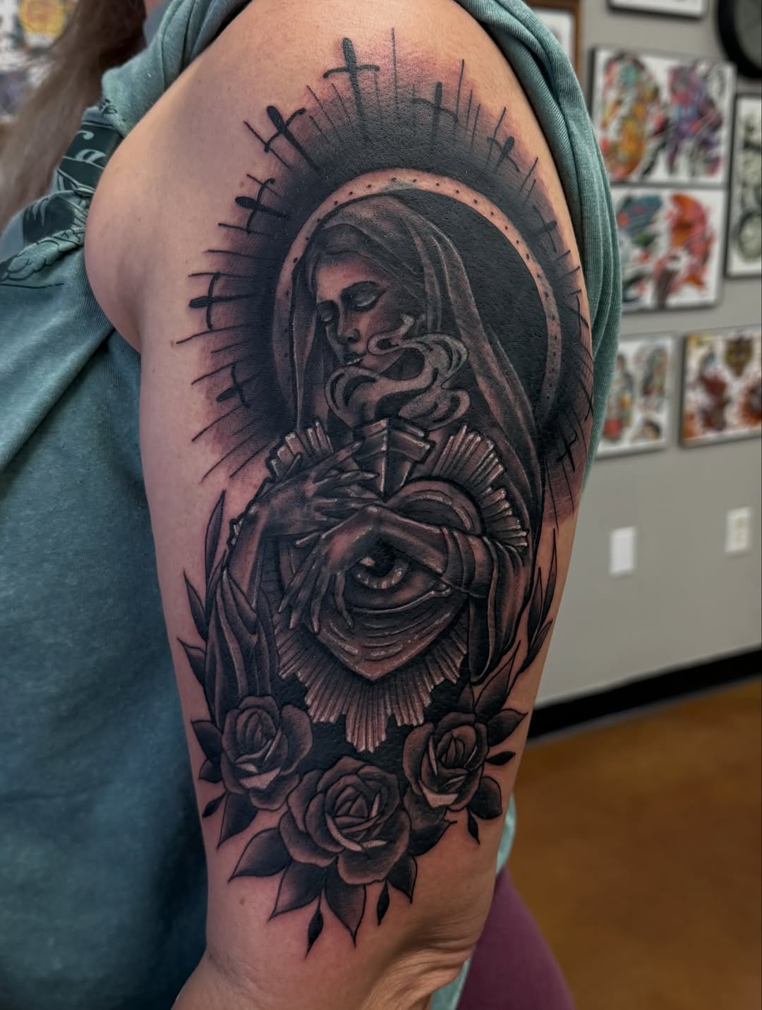 Tattoo by @ccharlandink — black_and_grey, dark_realism