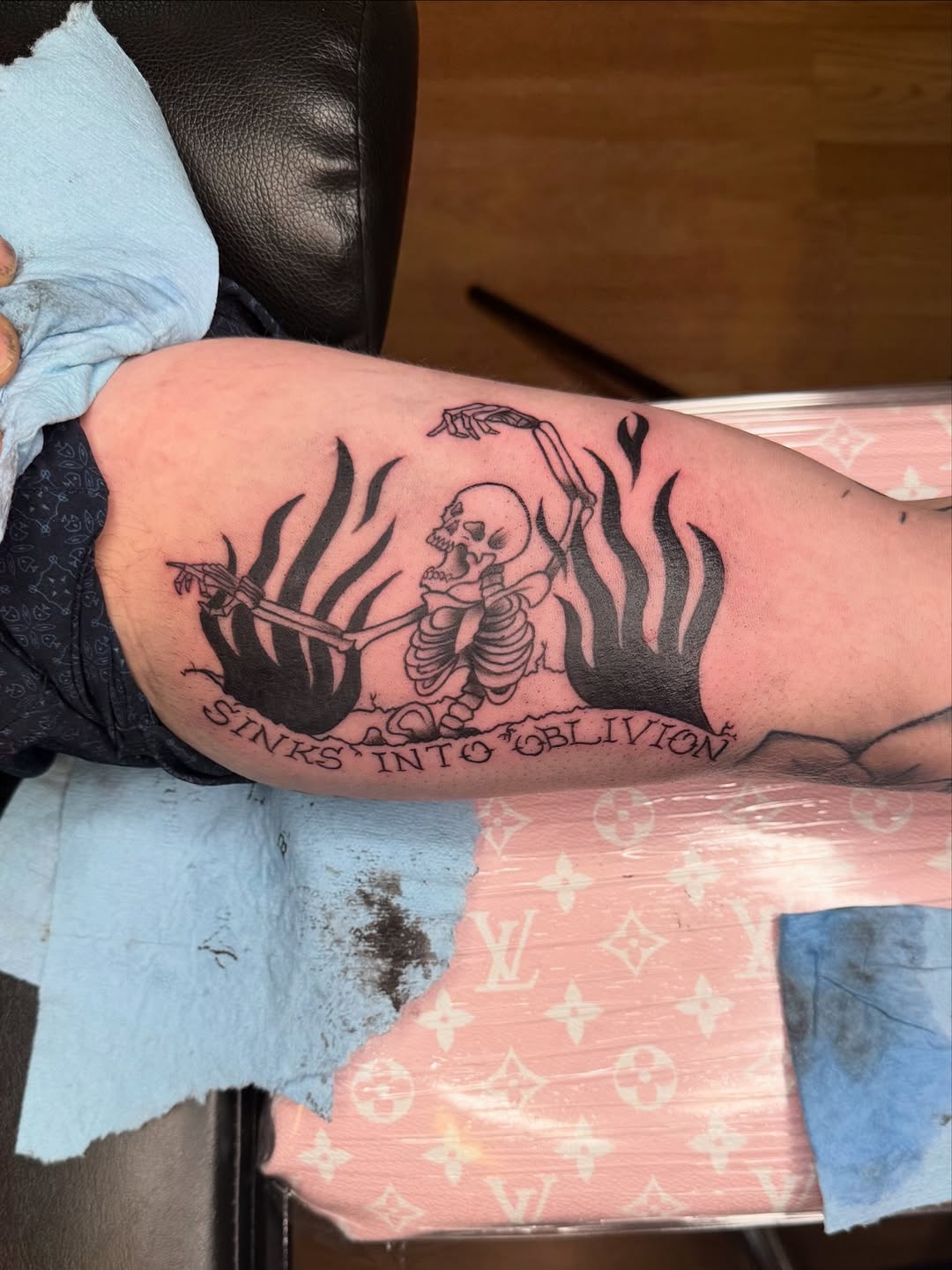 Tattoo by @shakybones_tattoos — lettering_script