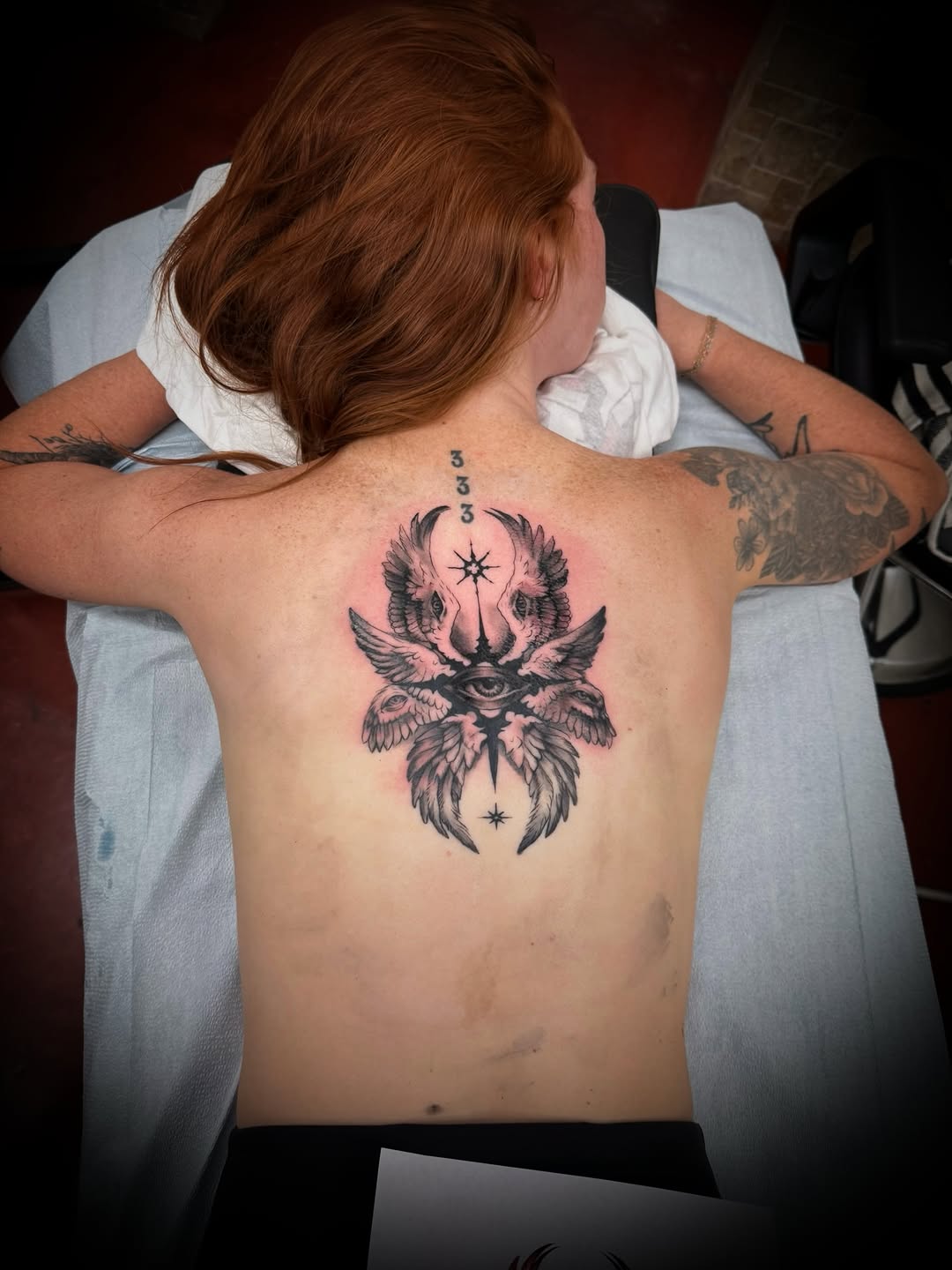 Tattoo by @archangel_artistry — blackwork, illustrative