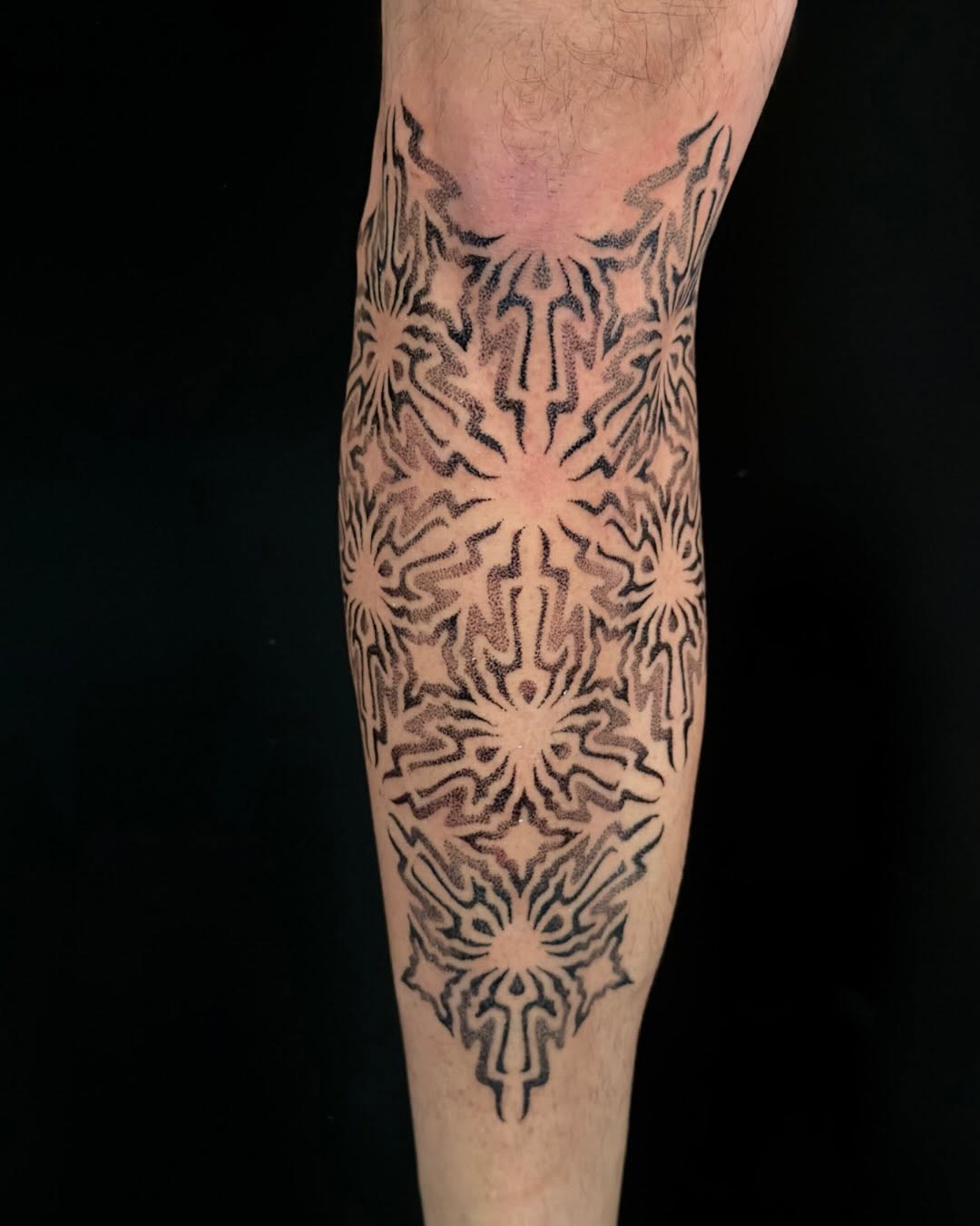 Tattoo by @tenderpoke — dotwork, geometric