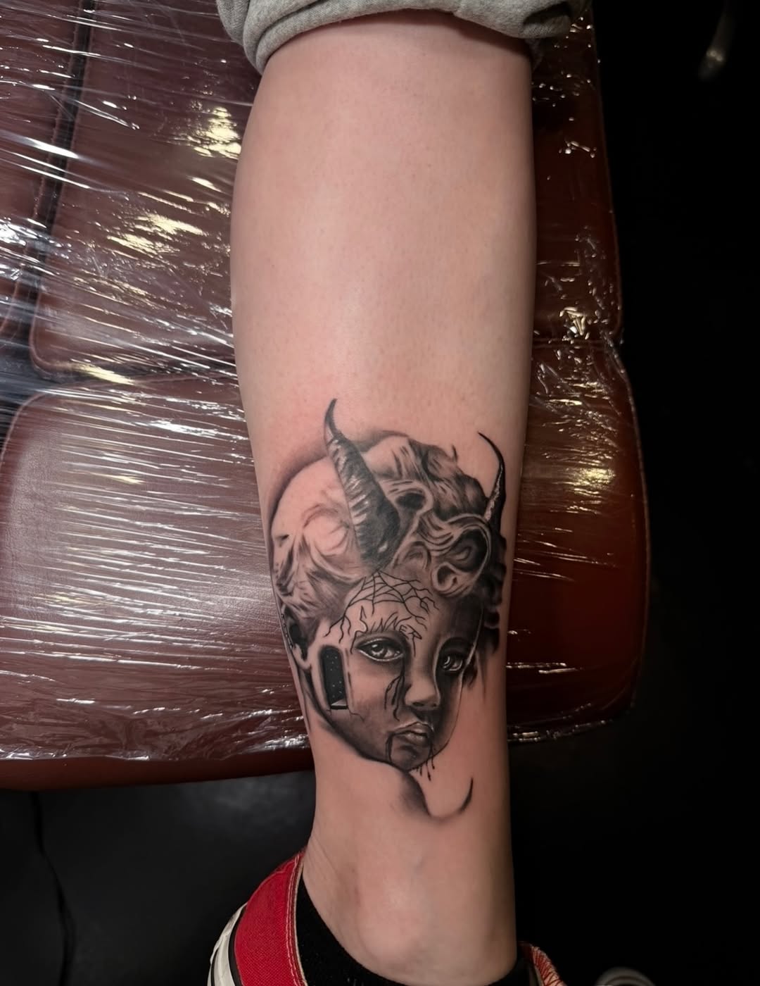 Tattoo by @immortal_tattoos96 β dark_realism, black_and_grey