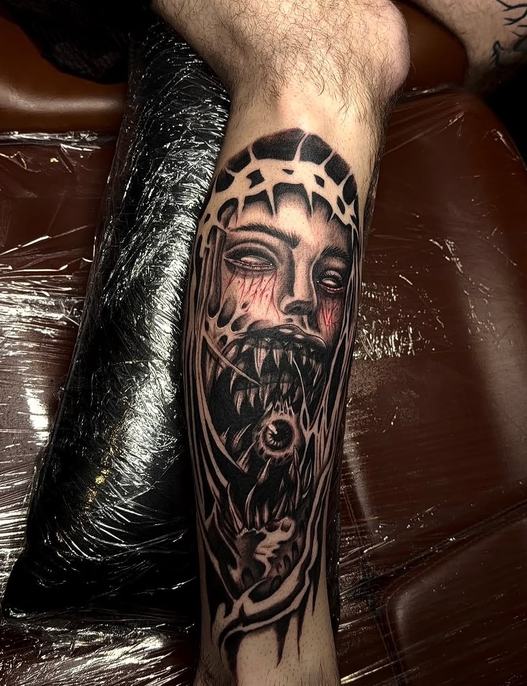 Tattoo by @immortal_tattoos96 β dark_realism, black_and_grey