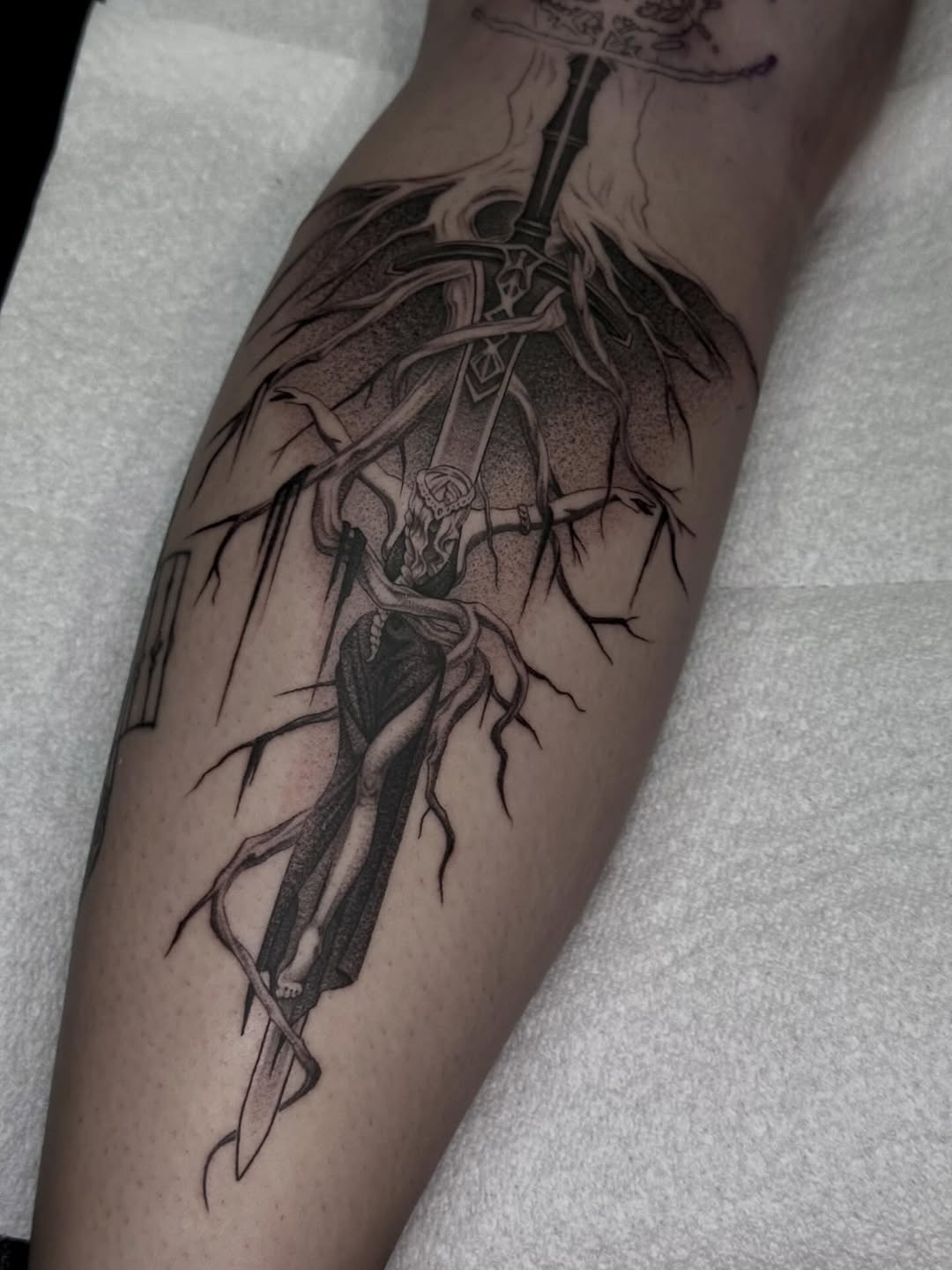 Tattoo by @beholds_ โ dark_realism, black_and_grey