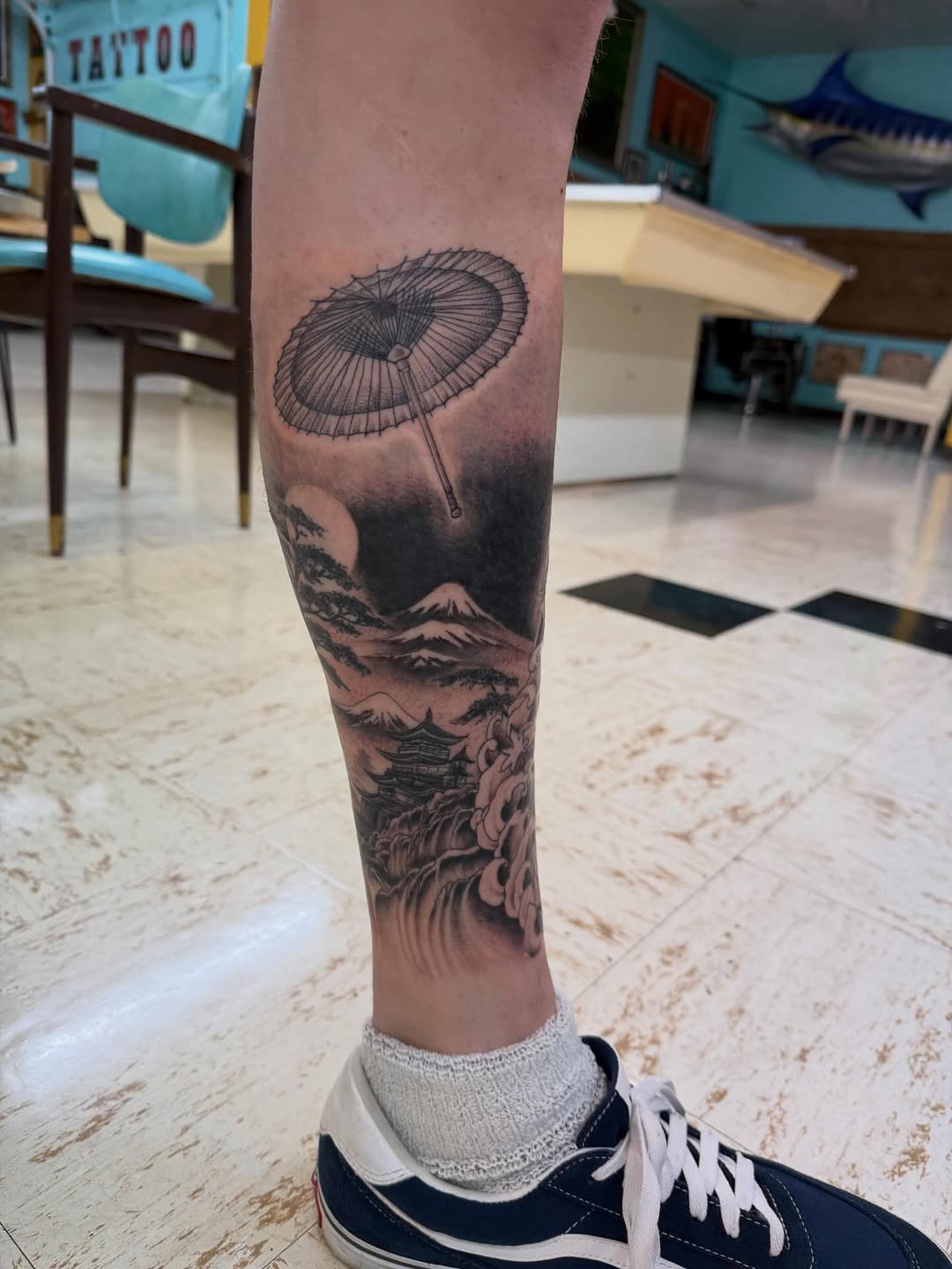 Tattoo by @levisawdontattoo — japanese_irezumi, black_and_grey