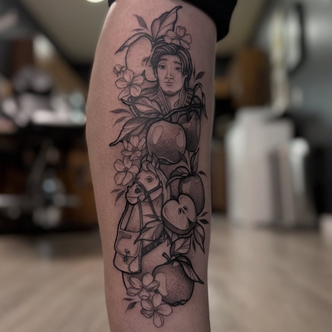 Tattoo by @denisegarner.art — illustrative, black_and_grey