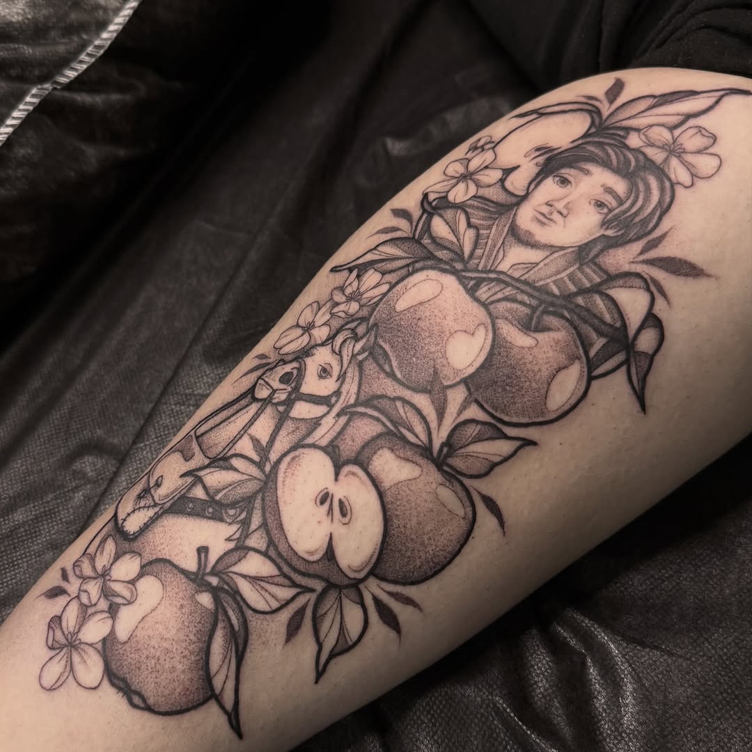 Tattoo by @denisegarner.art — illustrative, black_and_grey