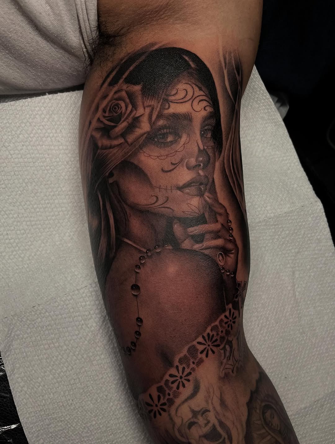 Tattoo by @_pinaink — realism, black_and_grey