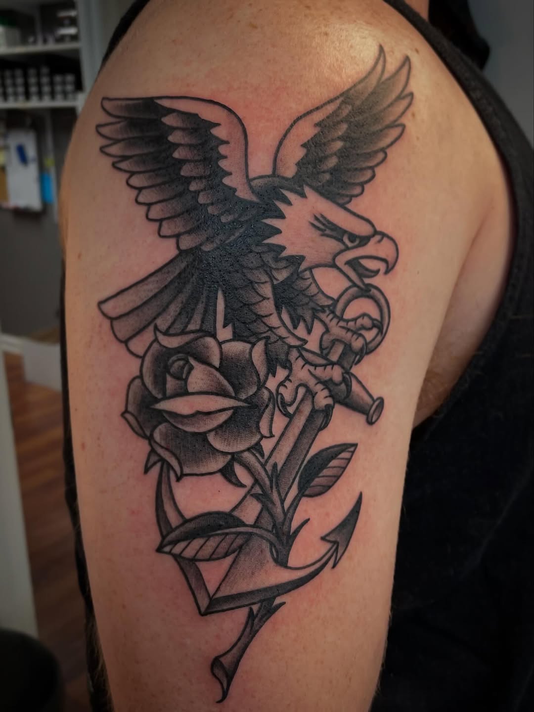 Tattoo by @wizardspits — american_traditional, black_and_grey