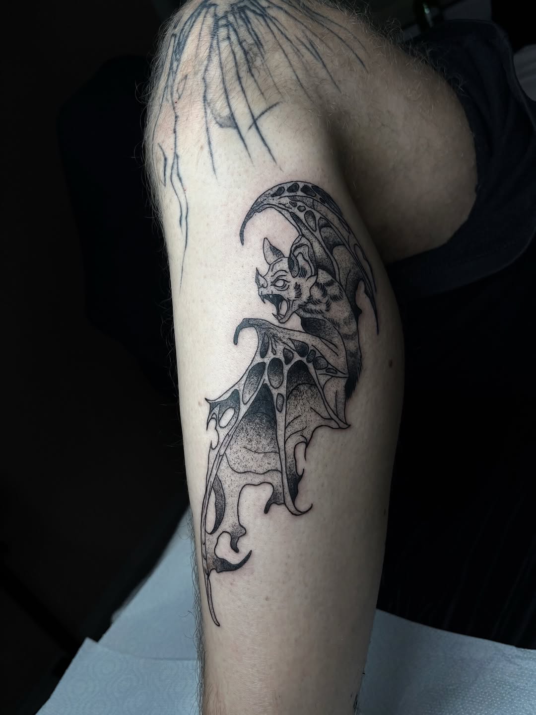 Tattoo by @skam_tattoo — black_and_grey, dark_realism