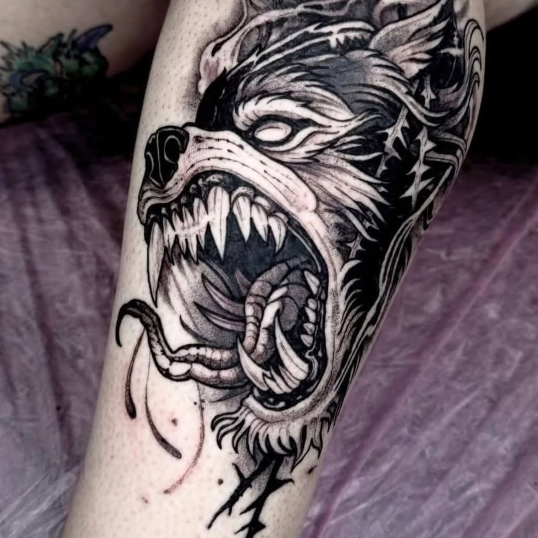 Tattoo by @briwalkertattoos — blackwork, illustrative