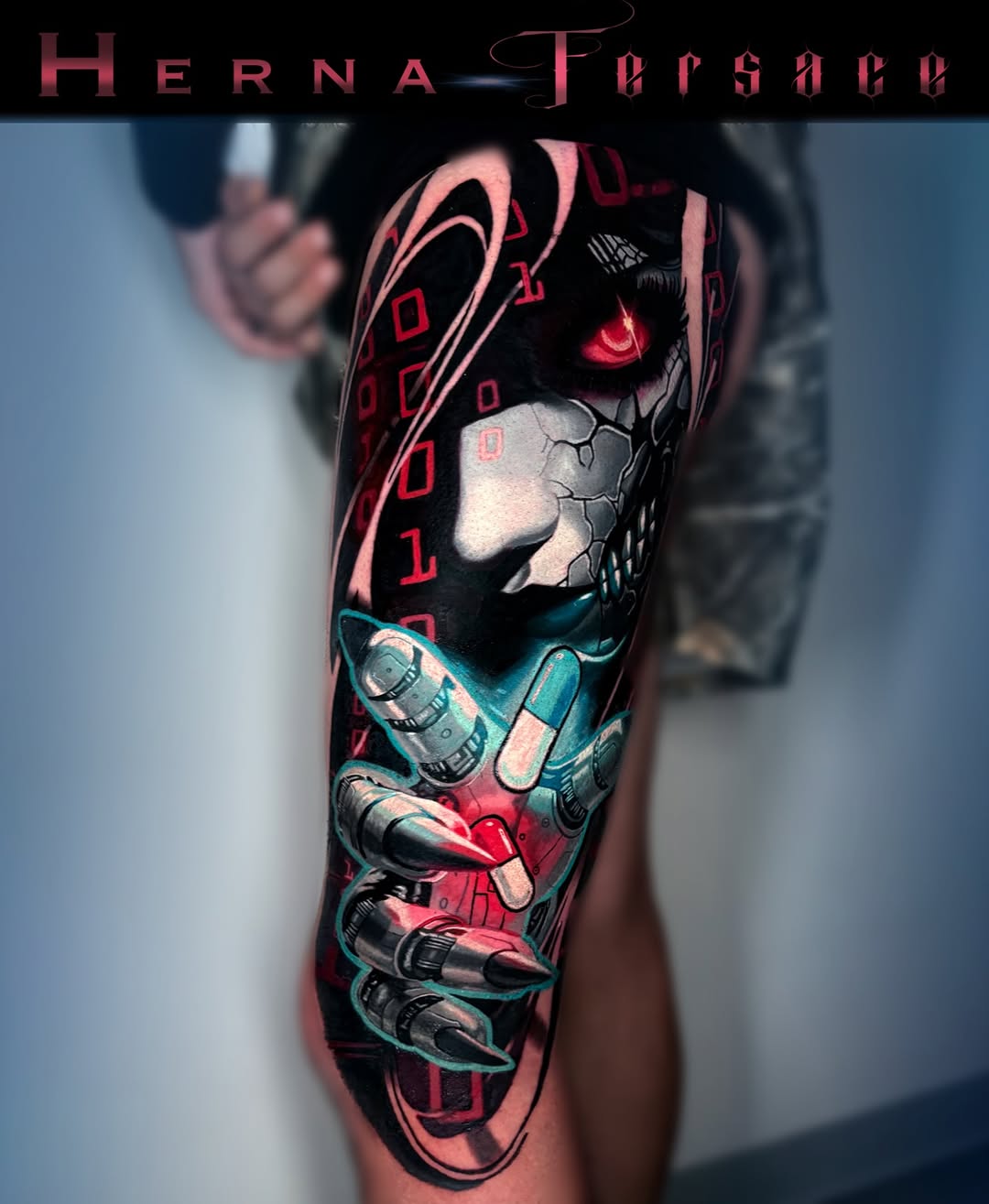 Tattoo by @herna.the.machine — realism, blackwork