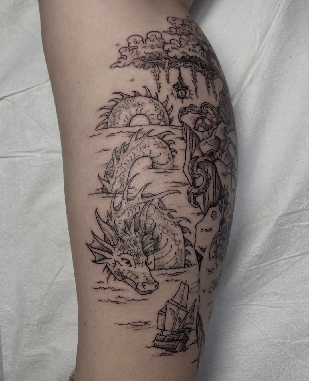 Tattoo by @thursdaybluez β illustrative, black_and_grey