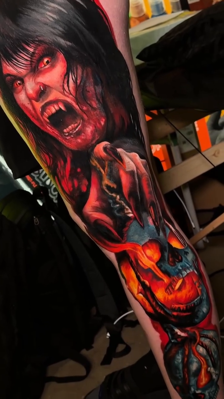 Tattoo by @katenski.ink โ dark_realism, trash_polka