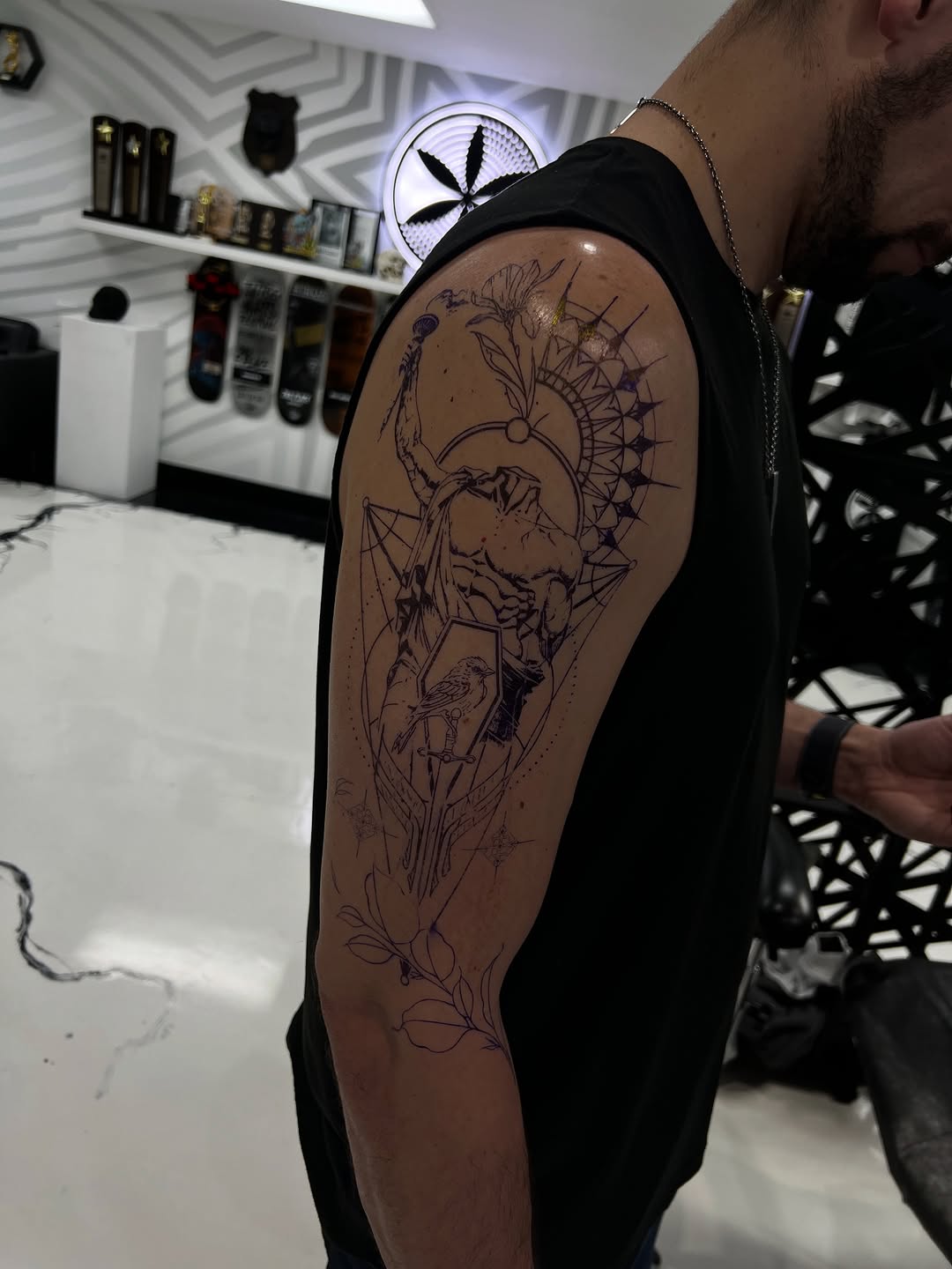 Tattoo by @d.vancasso.ink — illustrative, black_and_grey