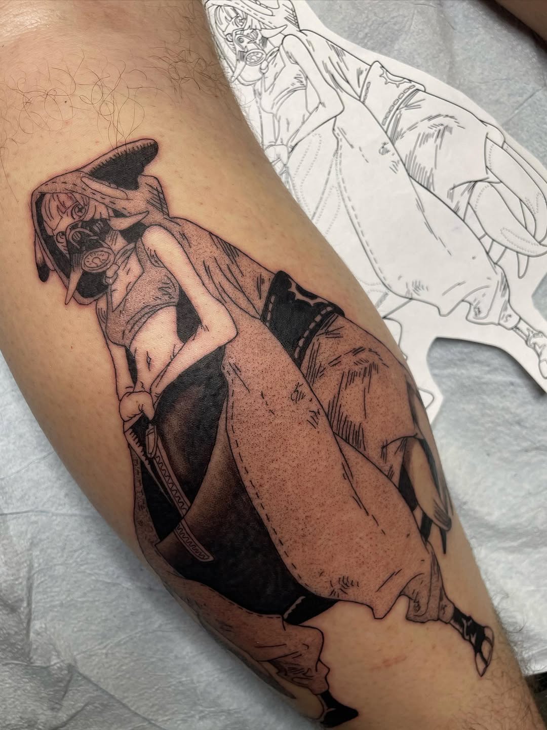 Tattoo by @zetersenn_ink — anime, black_and_grey