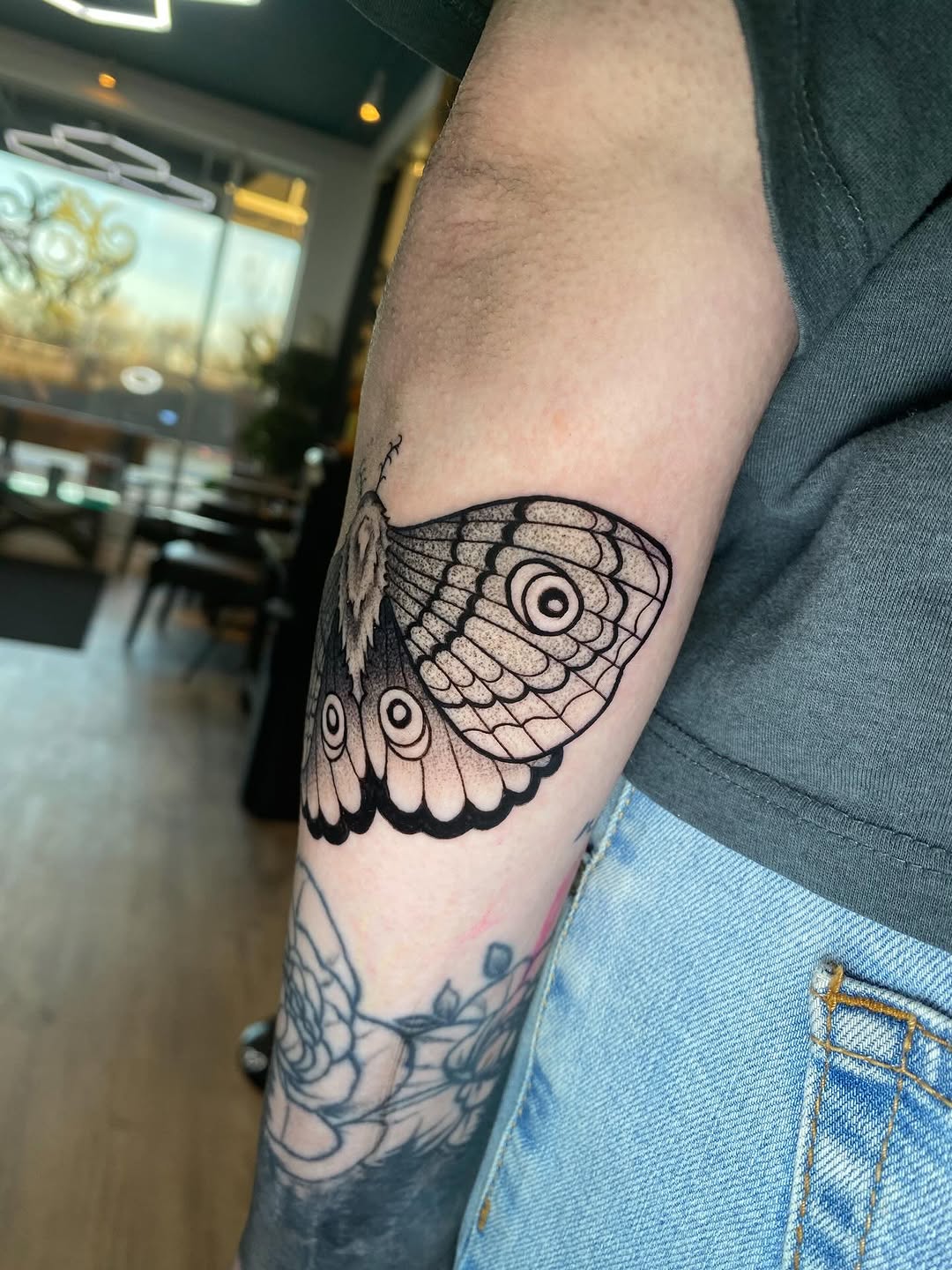 Tattoo by @tree.lmnop.tattoo — black_and_grey, dotwork