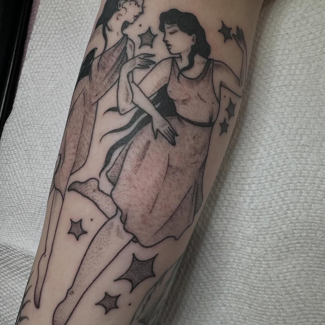 Tattoo by @sierra_does_tattoos — black_and_grey, illustrative