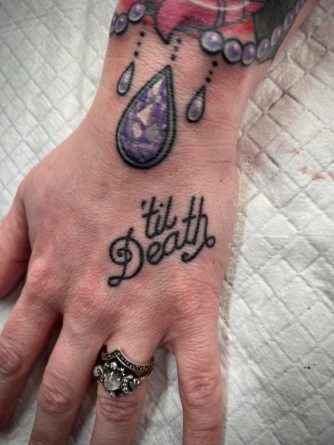Tattoo by @zappedbyxandra — lettering_script, fine_line