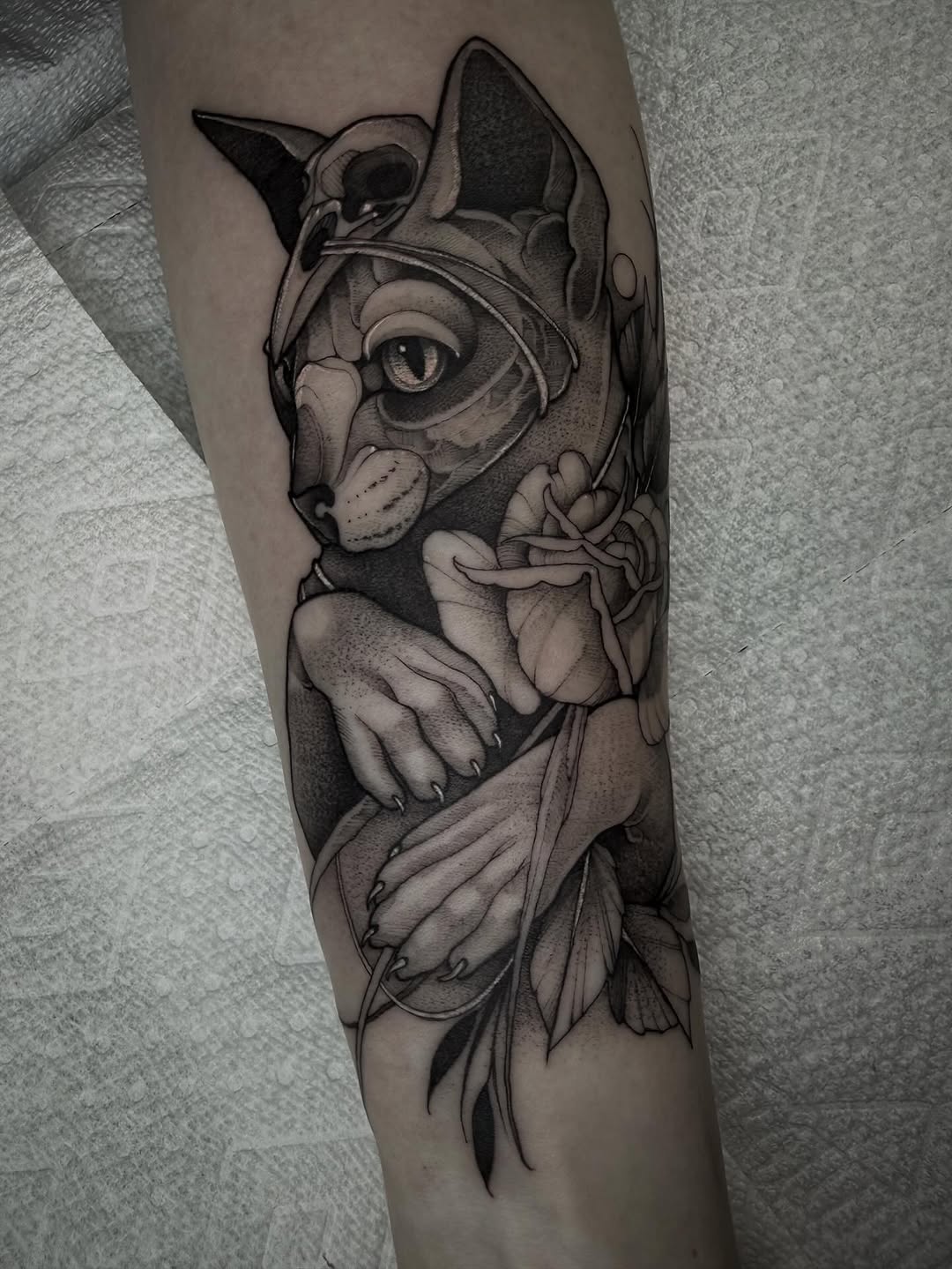 Tattoo by @cattblacktattoo — black_and_grey, realism