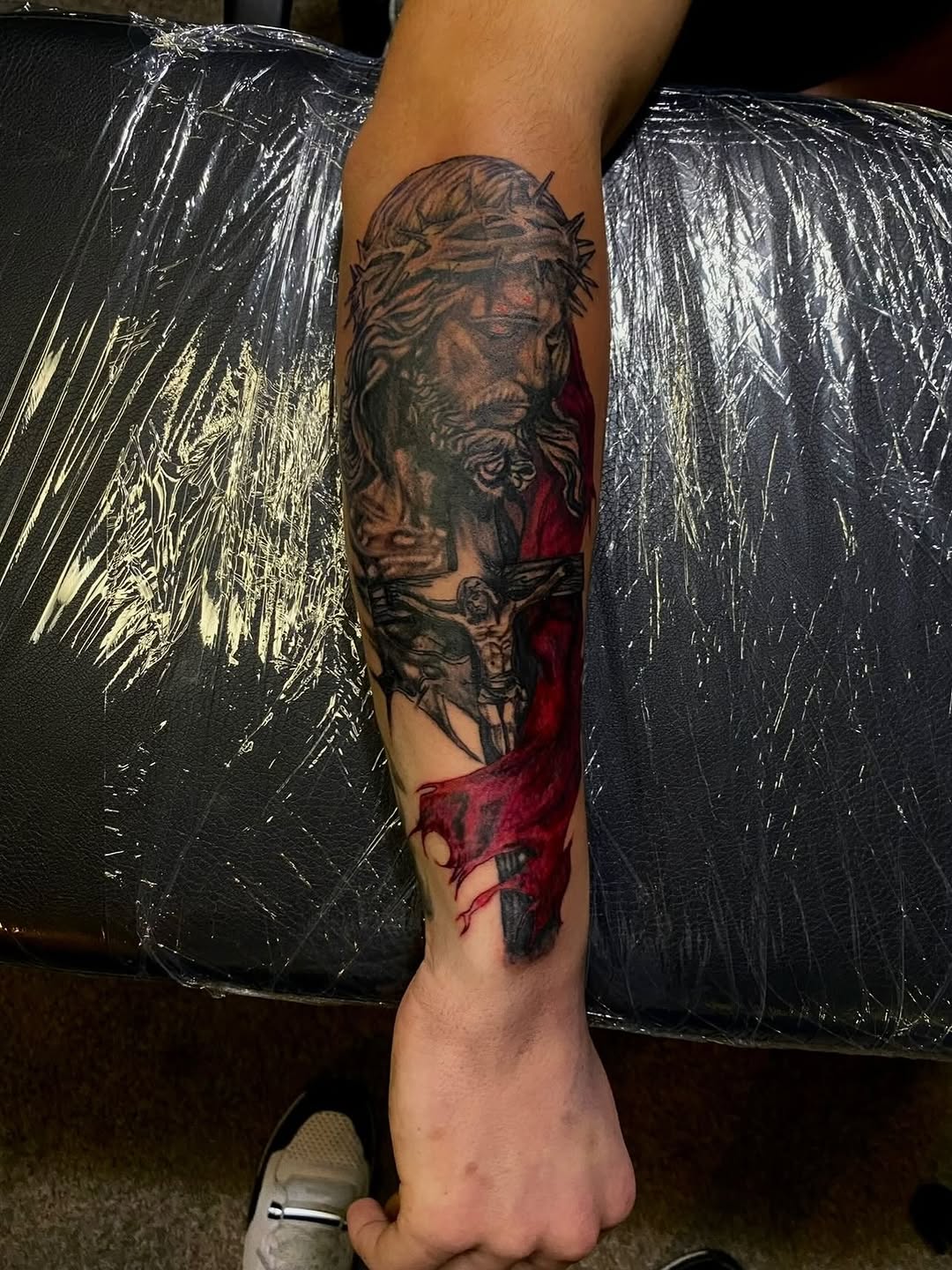 Tattoo by @prettyboyblueink — realism, black_and_grey