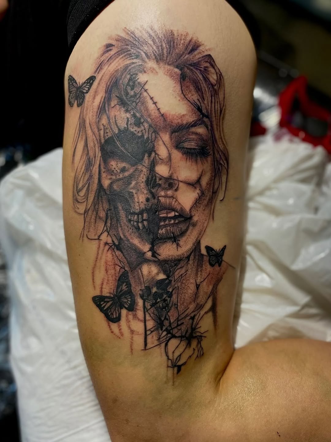 Tattoo by @prettyboyblueink — blackwork