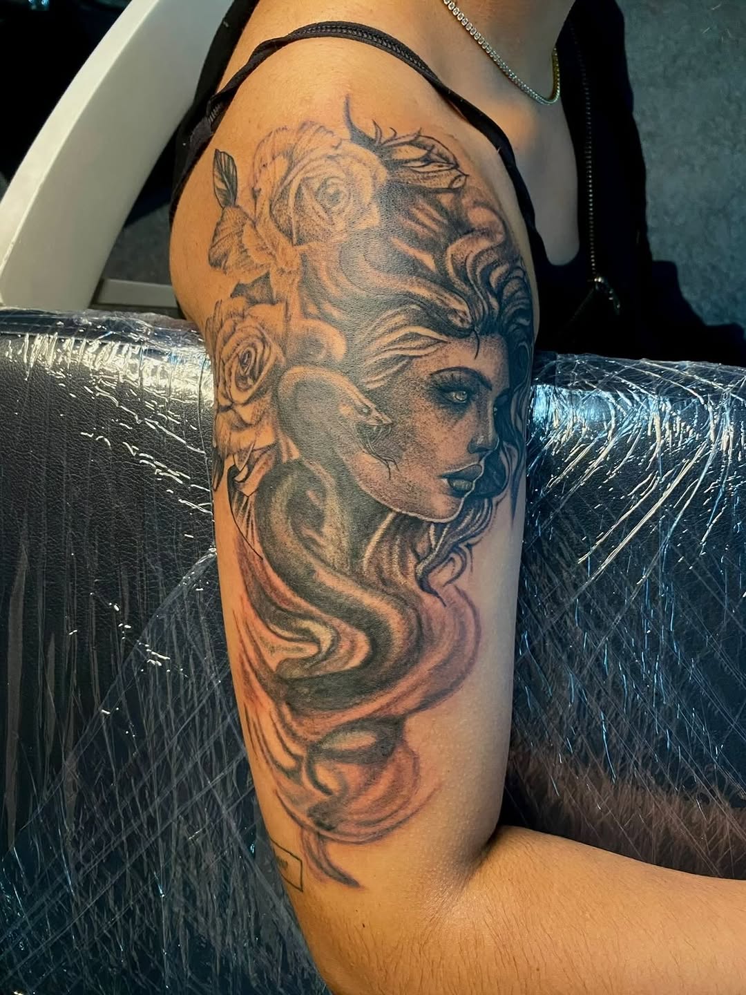 Tattoo by @prettyboyblueink — black_and_grey, realism