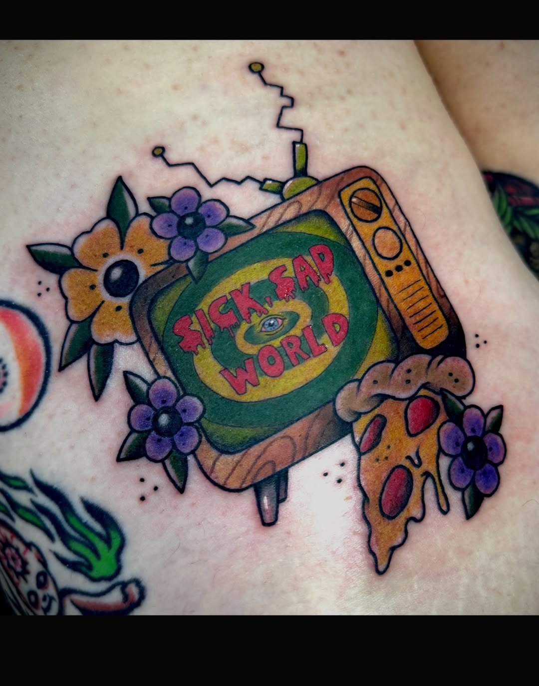 Tattoo by @amydooz — new_school, trash_polka