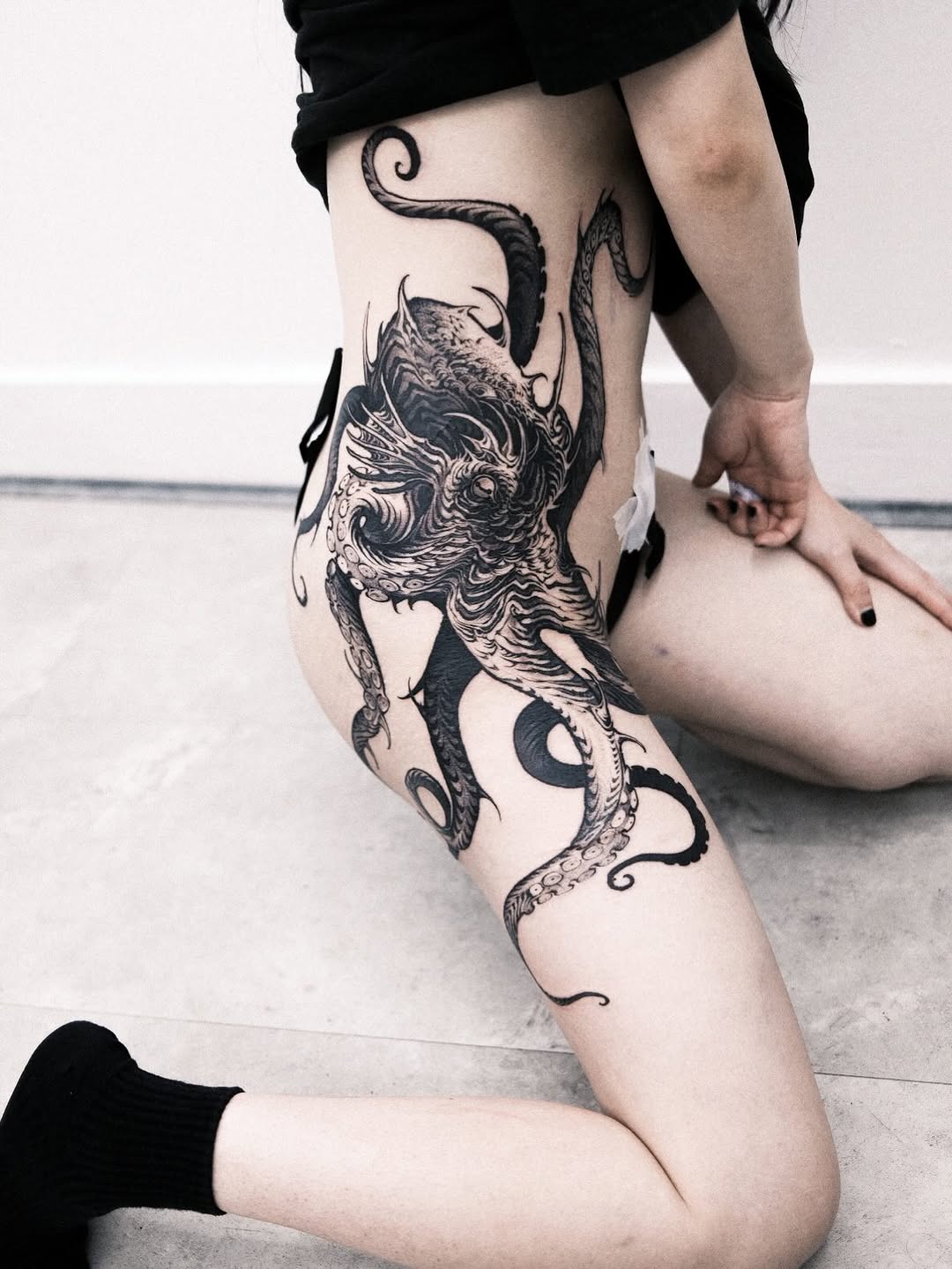 Tattoo by @wooleh__ — blackwork