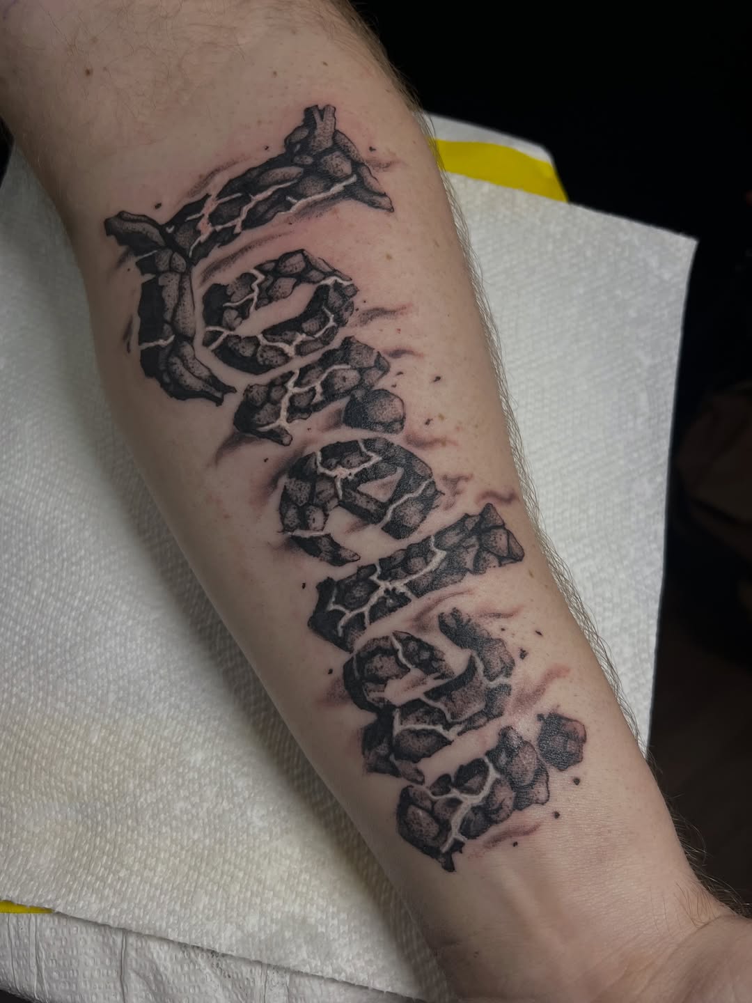 Tattoo by @autumnzilla — lettering_script, black_and_grey