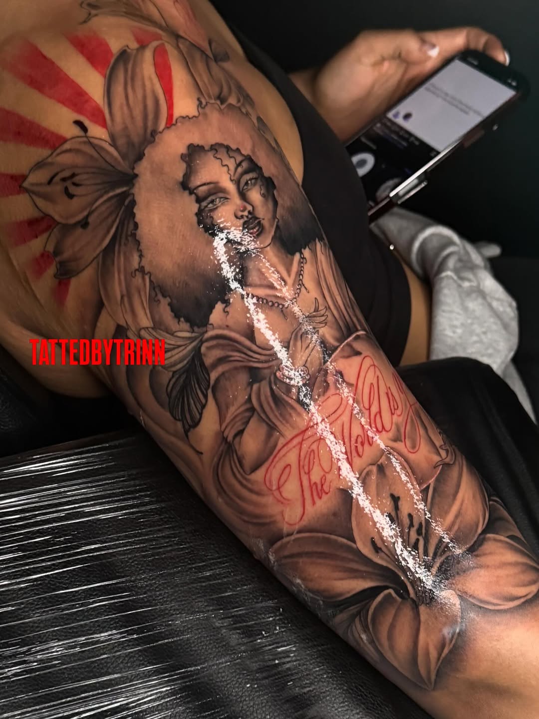 Tattoo by @tattedbytrinn — realism, lettering_script