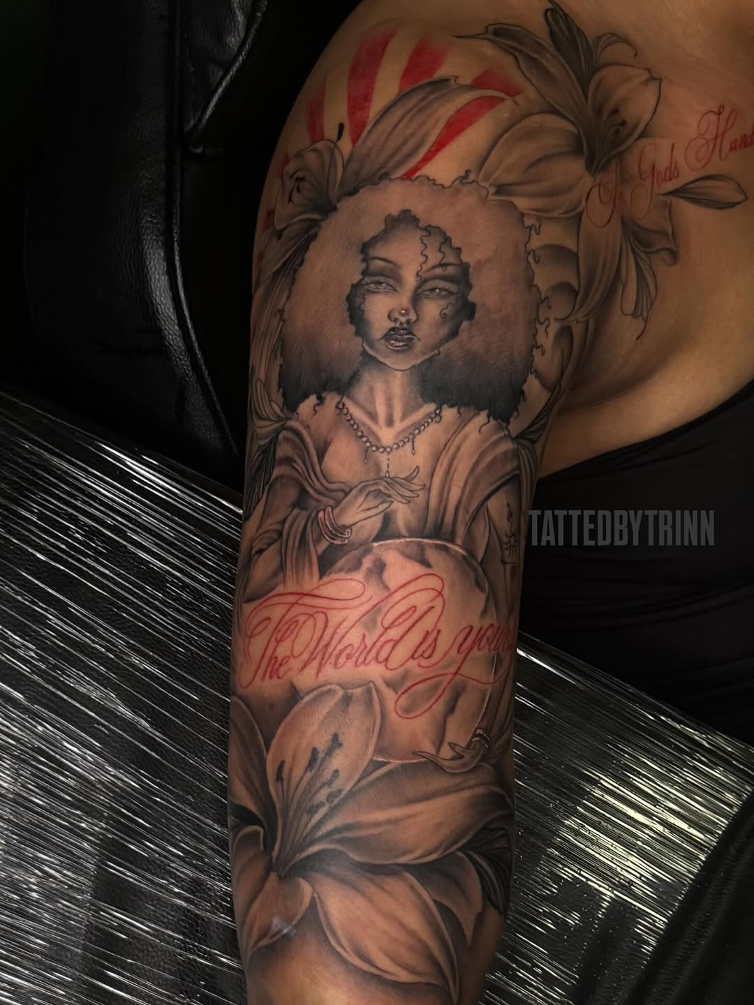 Tattoo by @tattedbytrinn — realism, lettering_script