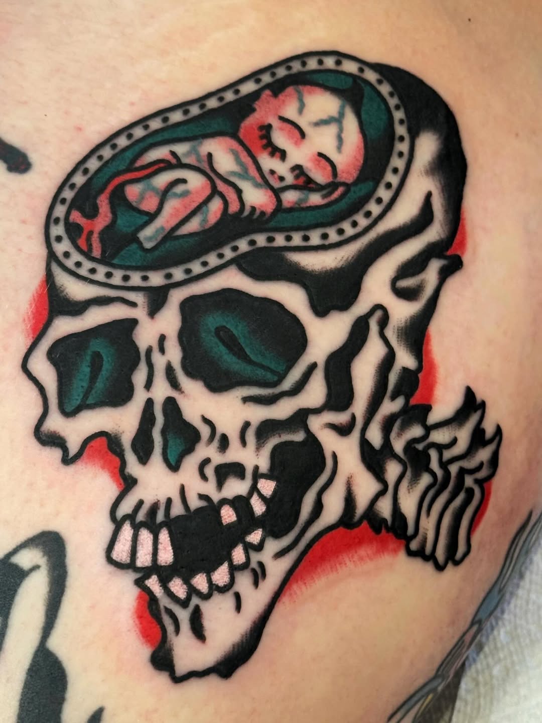 Tattoo by @tat2brain — american_traditional, dark_realism