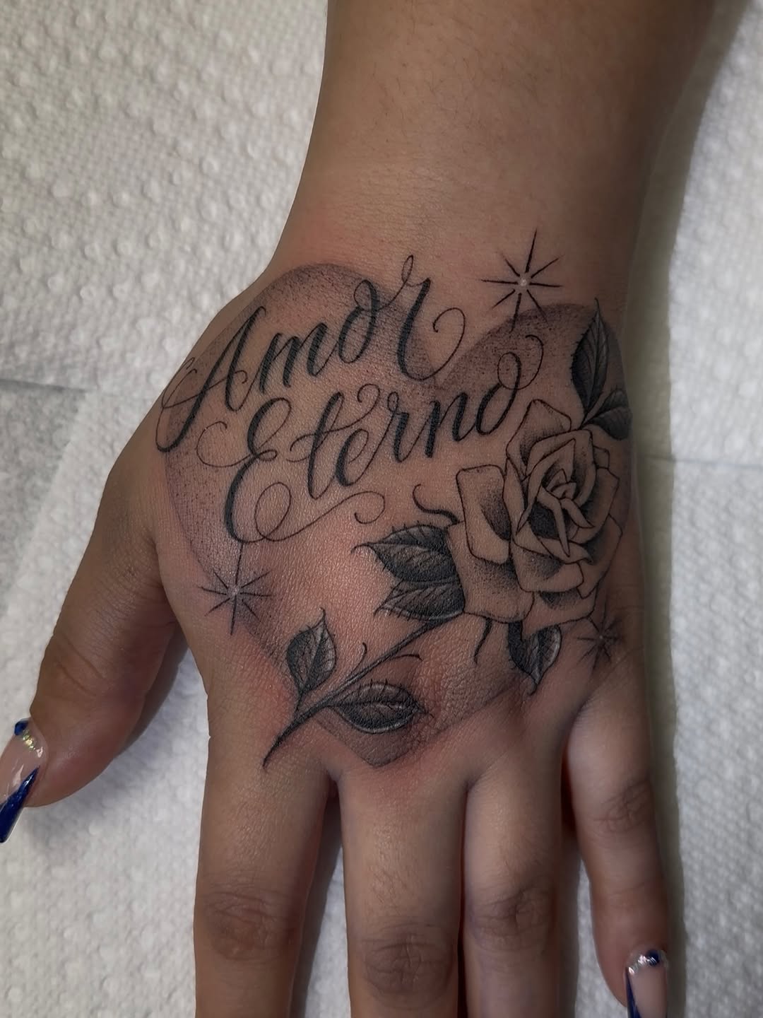 Tattoo by @babytattooer — lettering_script, black_and_grey