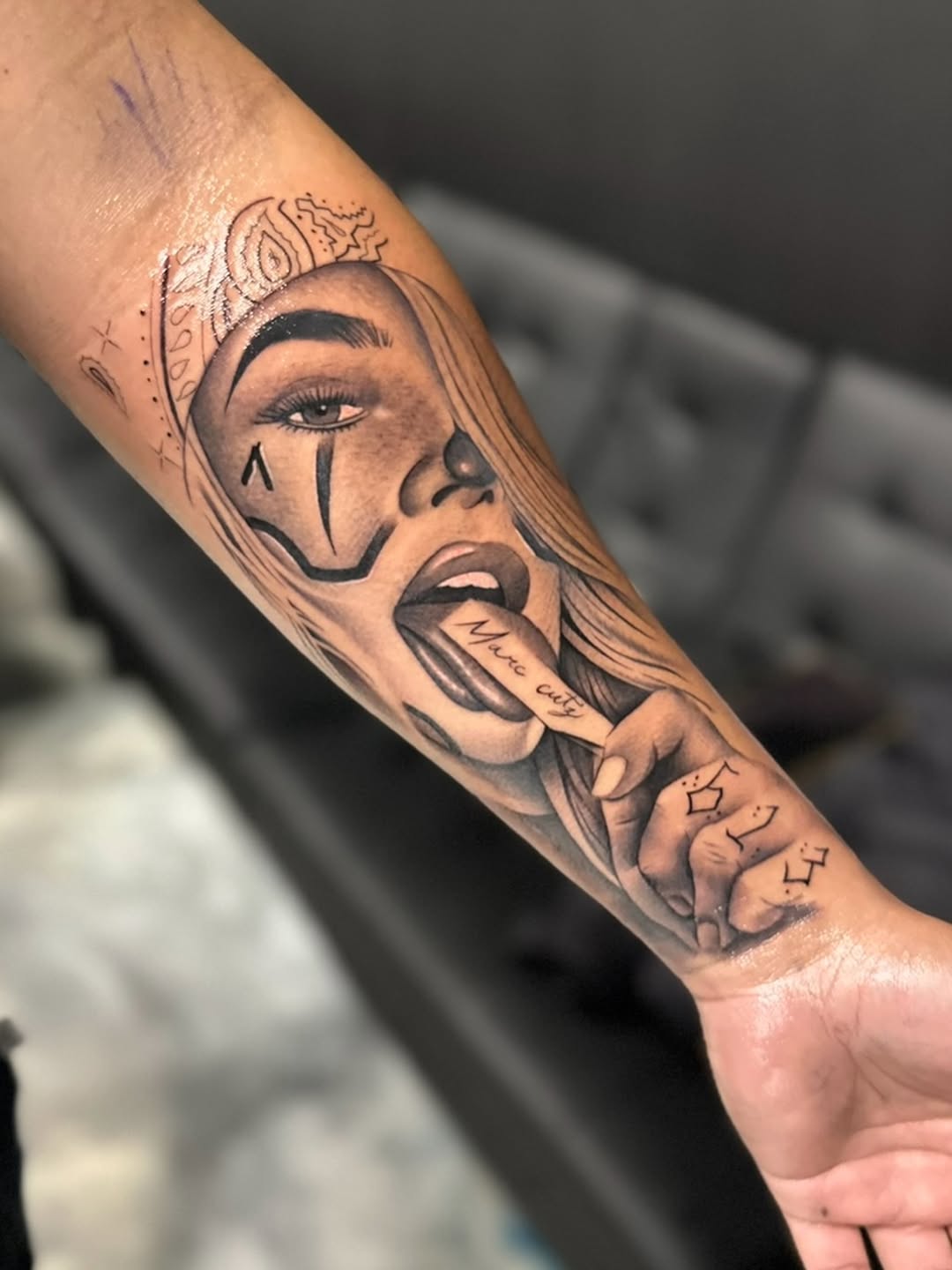 Tattoo by @jdaartist_ — chicano, black_and_grey