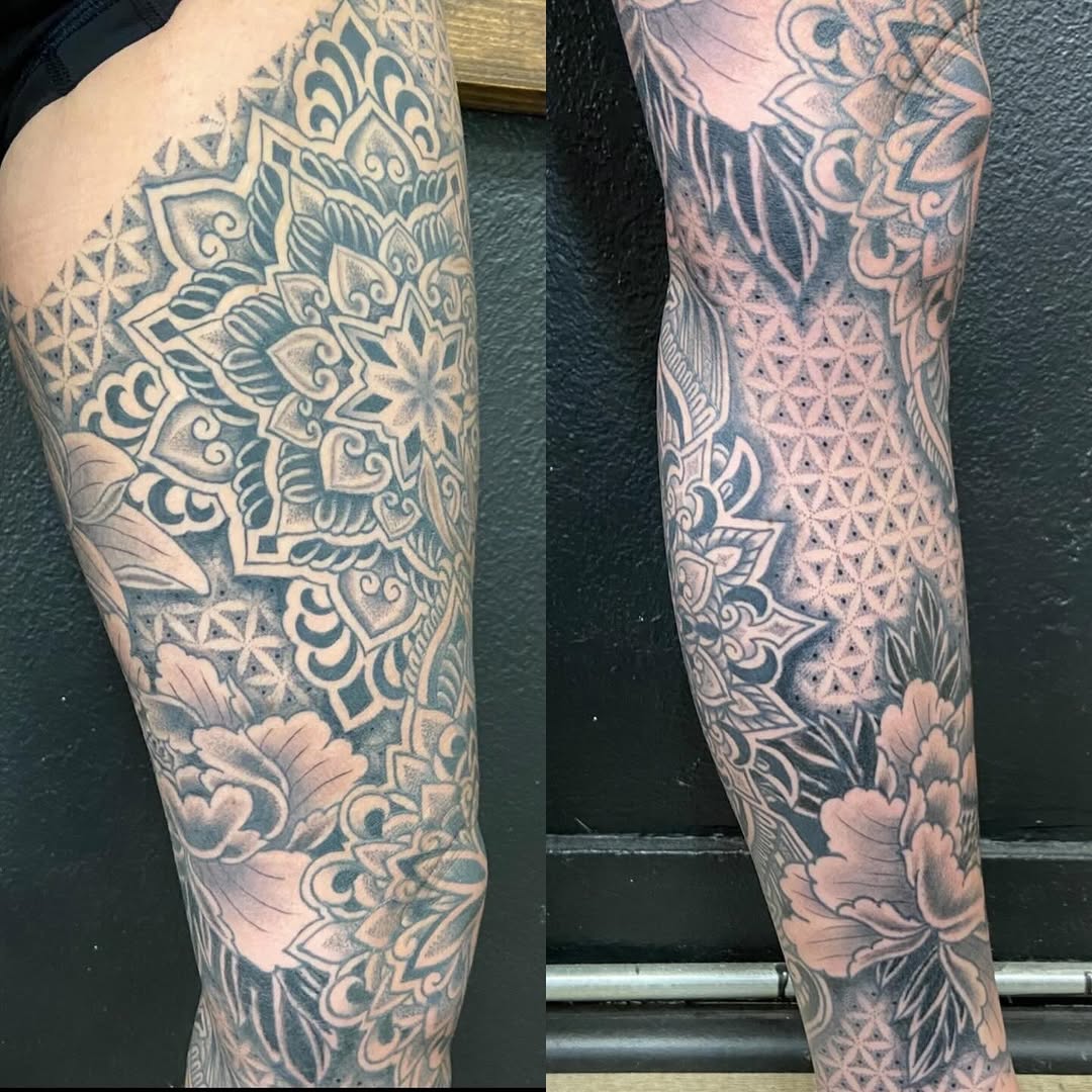 Tattoo by @noryanbaker — geometric, dotwork